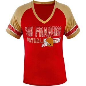 San Francisco Woman's X-LARGE City Football Fans Tee Shirts Red & Yellow V-Neck